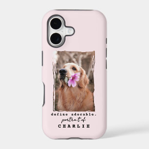 Funny Custom Name Dog Photo Keepsake Pastel Pink iPhone 17 Case