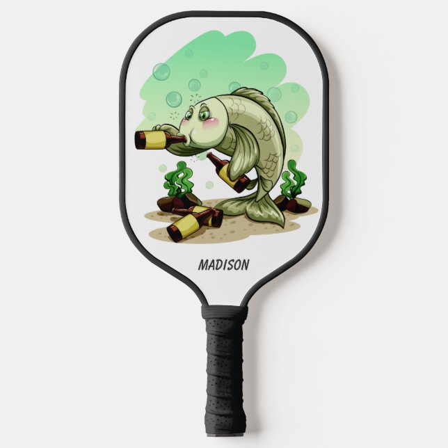 Funny custom name Drinking Fish Pickleball Paddle (Front)
