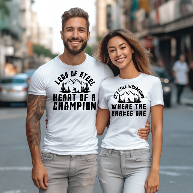 Funny Custom Name Matching Cycling Couples' T-Shirt (Creator Uploaded)