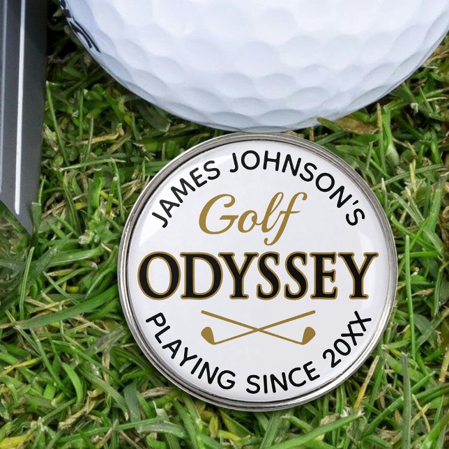 Funny Custom Name Odyssey Black White Gold Golf Ball Marker (Creator Uploaded)