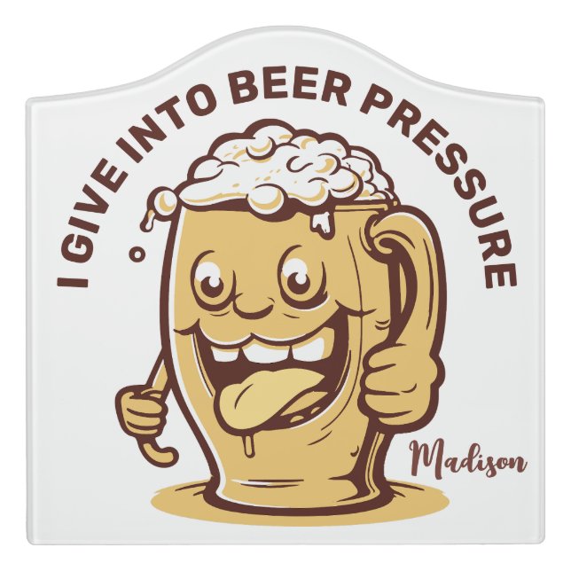 Funny Custom Name & Text Beer Door Sign (Large Crest Front)