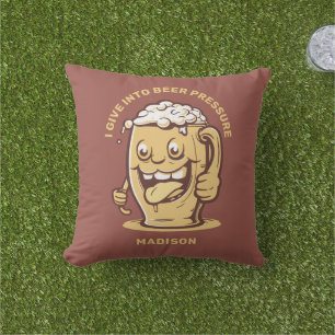Funny Custom Name & Text Beer Outdoor Pillow