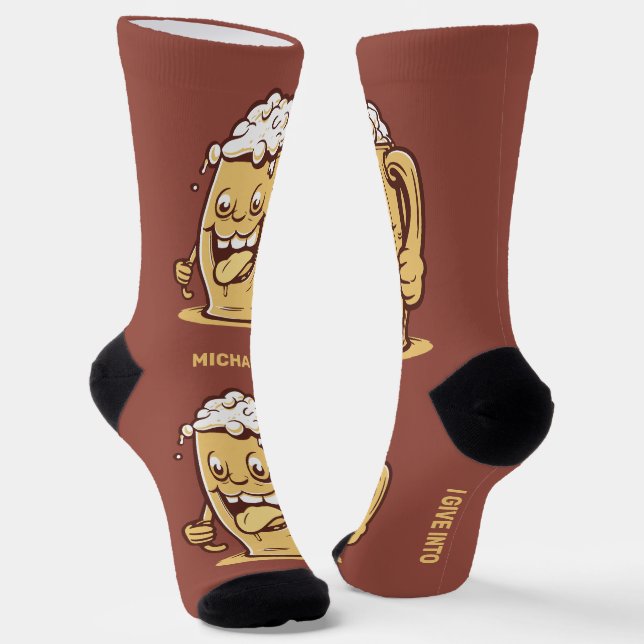 Funny Custom Name & Text Beer Socks (Angled)