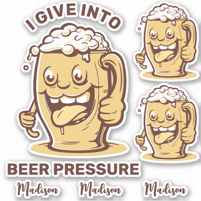 Funny Custom Name & Text Beer Sticker (Front)