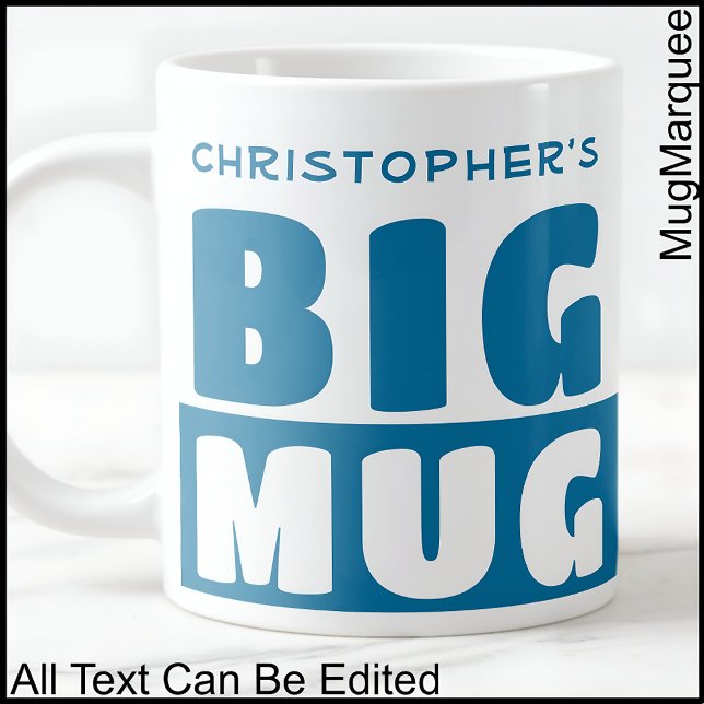 Funny Custom Name Text Two Tone Blue Big Mug 011 (Creator Uploaded)
