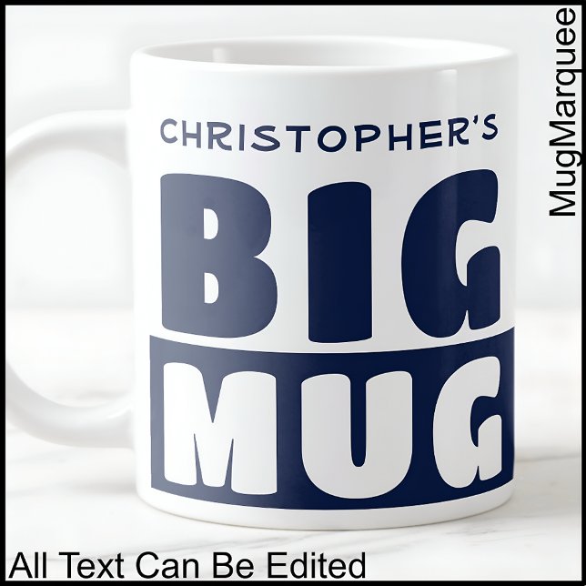 Funny Custom Name Text Two Tone Navy Big Mug 014 (Creator Uploaded)