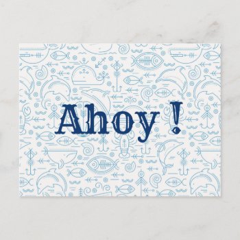Funny Custom Nautical Navy Blue Postcard by TheSillyHippy at Zazzle