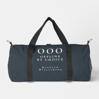 Funny Custom Navy Blue White OOO Minimalist Men  Duffle Bag