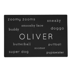 Funny Custom Pet Name Nickname Reversible Black Placemat