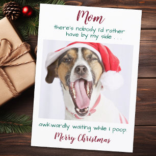 Funny Custom Pet Photo Dog Mom Merry Christmas Hol Holiday Card