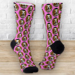 Funny Custom Pet Photo Grid Pattern Pink Humor Socks<br><div class="desc">Introducing a hilarious and charming accessory that is bound to bring a smile to your face — the Funny Custom Pet Photo Circular Grid Pattern Crew Socks. These delightful socks combine your love for pets with a playful and eye-catching design, creating a unique and personalized fashion statement. The pattern is...</div>