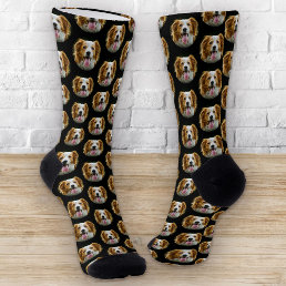 Funny Custom Pet Photo Grid Pattern Socks