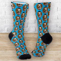 Funny Custom Pet Photo Grid Pattern Socks