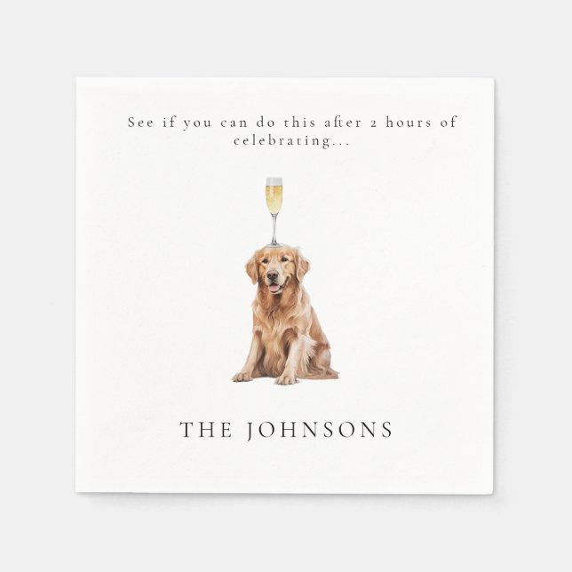 Funny Custom Pet with Champagne Wedding Napkins (Front)