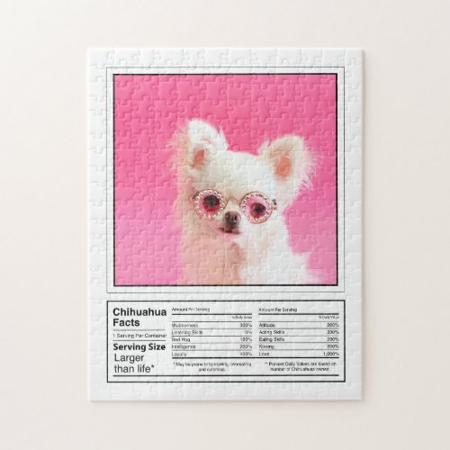 Funny Custom Photo Dog Breed Facts Chihuahua Jigsaw Puzzle