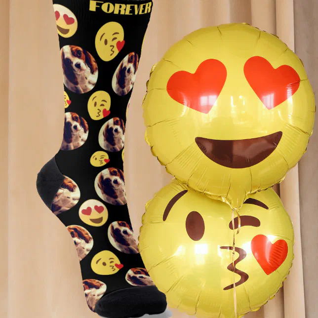 Funny custom photo love emoji socks | Zazzle