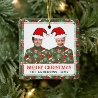 Ugly Sweater Penguin Couple Personalized Christmas Tree Ornament