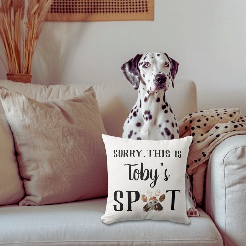 Funny Custom Photo Name Pawprint Pet Typography Throw Pillow