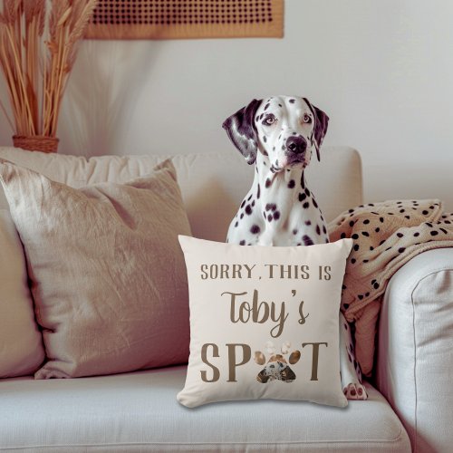 Funny Custom Photo Name Pawprint Pet Typography Throw Pillow