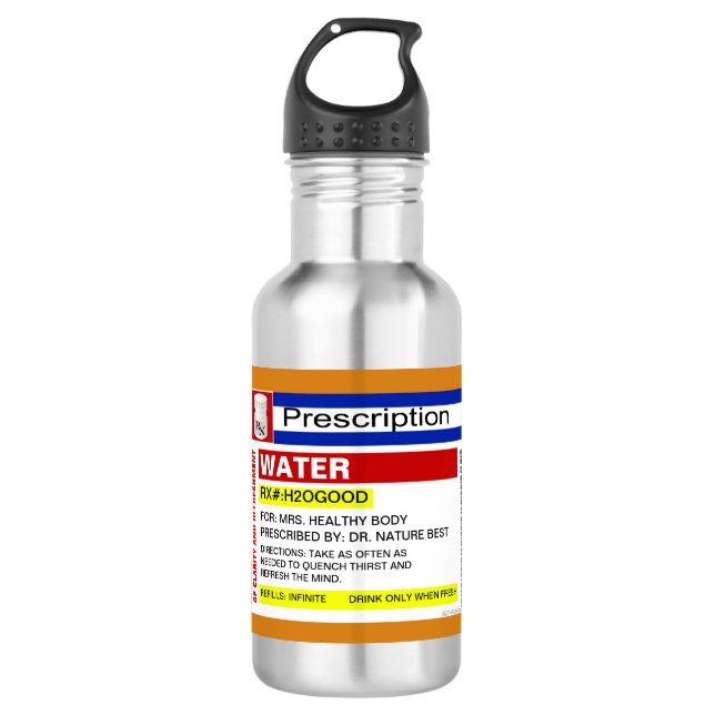 Funny Custom Prescription Water Drinking Beverage Bottle (Front)
