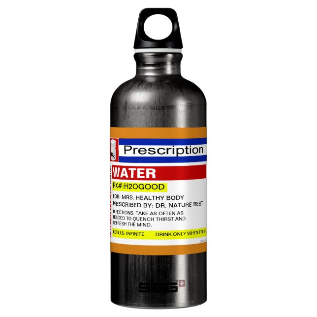 Funny Custom Prescription Water Drinking Beverage Water Bottle (Front)