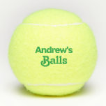 Funny Custom Printed Name  Tennis Balls<br><div class="desc">No one will take your tennis balls again when you use these custom printed monogram initial tennis balls with your name on them - and you'll make them laugh when they see you have claimed the balls as your own with the funny wording in green. Edit the fonts, colors, and...</div>