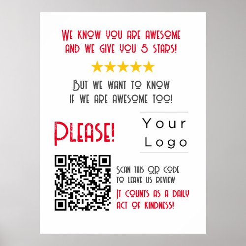 Funny Custom QR Code Business Logo Review unique Poster