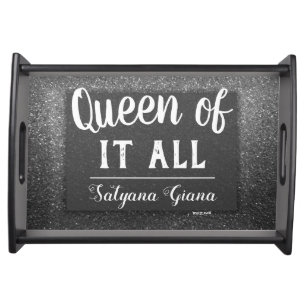 Funny Custom Quote Sparkly Glitter Queen's Name Serving Tray
