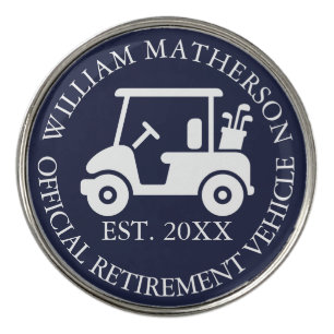 Funny Custom Retirement Cart Buggy Navy Blue Golf Ball Marker