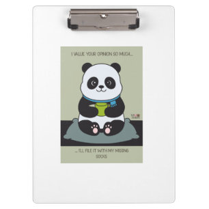 Funny Custom Sarcastic Panda Opinion Coworker Gift Clipboard