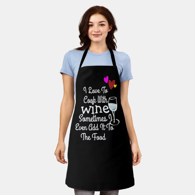Funny Custom  Sassy Cook Wine Personalized Black Apron (Worn)