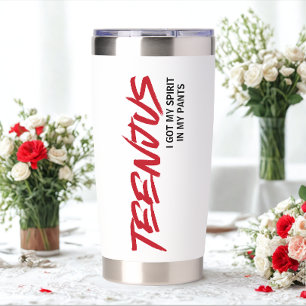 Funny Custom Text Baby Billy's Quote Teenjus Red  Insulated Tumbler