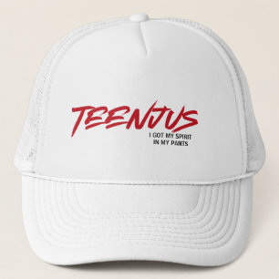 Funny Custom Text Baby Billy's Quote Teenjus Red Trucker Hat