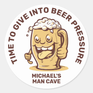 Funny Custom Text Beer Classic Round Sticker