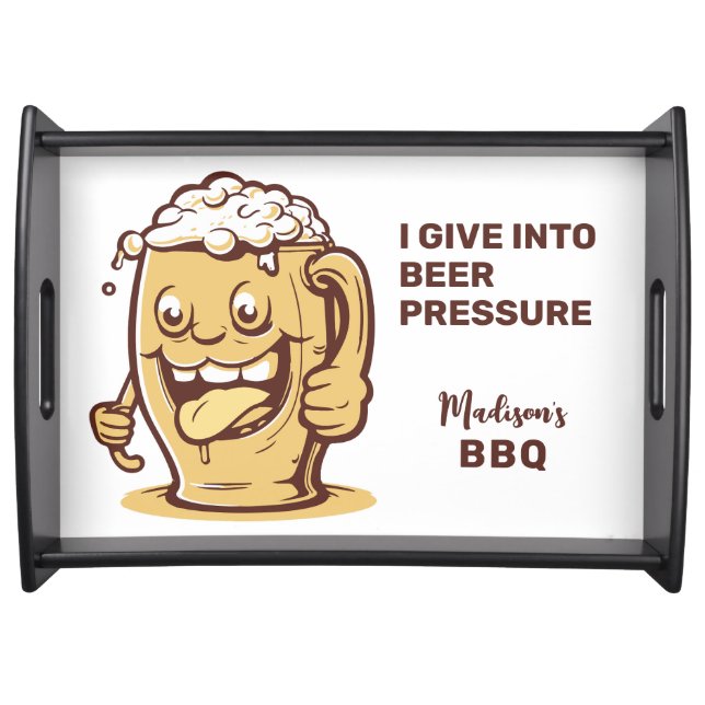 Funny Custom Text Beer Serving Tray (Front)