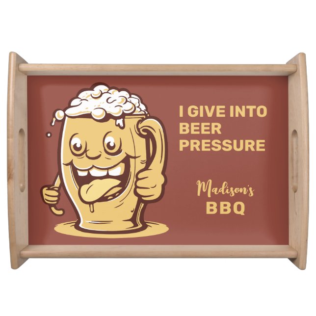 Funny Custom Text Beer Serving Tray (Front)