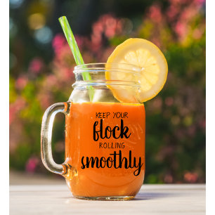 Funny Custom Text Chicken Farm Owner Quote Black Mason Jar W/ Handle
