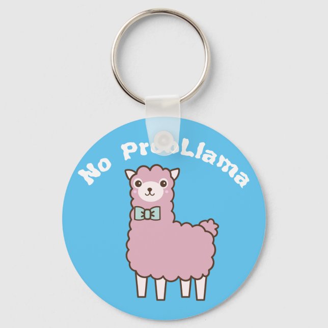 Funny Custom Text & Color No Problema Llama Keychain (Front)