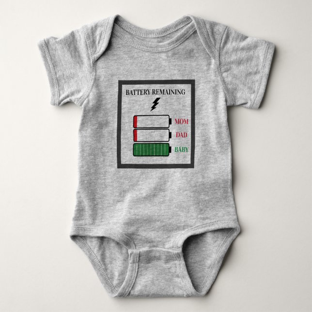 Funny Custom Text Full Battery Life Tech Baby Bodysuit (Front)