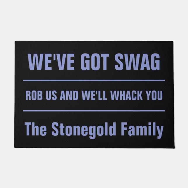 Funny Custom Text Mafia Swag doormat (Front)