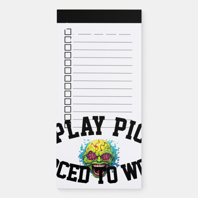 Funny custom text pickleball brainzzz magnetic notepad (Front)