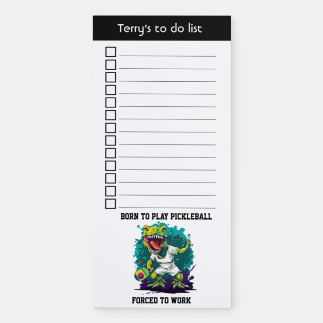 Funny custom text pickleball T-rex Magnetic Notepad (Front)