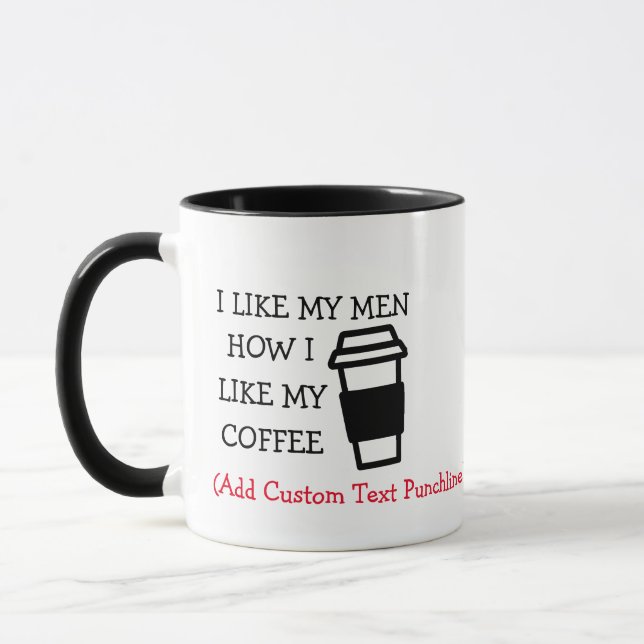 Funny Custom Text Puns Caffeine Lovers Coffee Mug (Left)