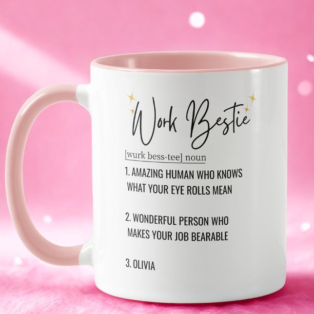 Funny Custom Text Work Bestie Appreciation Gift Mug (Creator Uploaded)