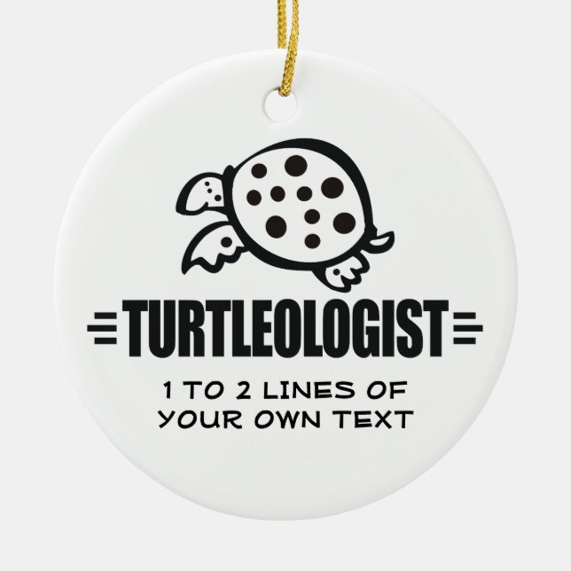 Funny Custom Turtle Ceramic Ornament (Front)