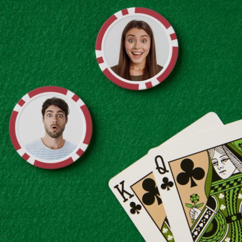 Funny custom two photo image wedding party game poker chips