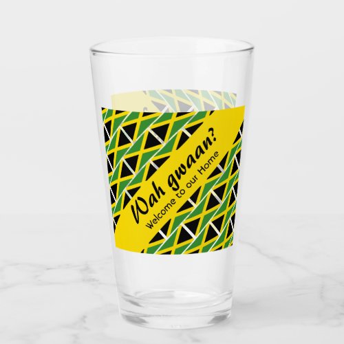 Funny Custom WAH GWAAN Jamaica Flag Glass