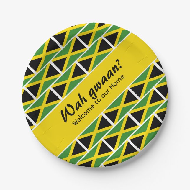 Funny Custom WAH GWAAN Jamaica Flag Paper Plates (Front)