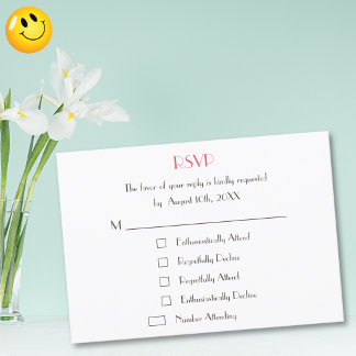 Funny Custom Wedding RSVP Reply Invitation Card