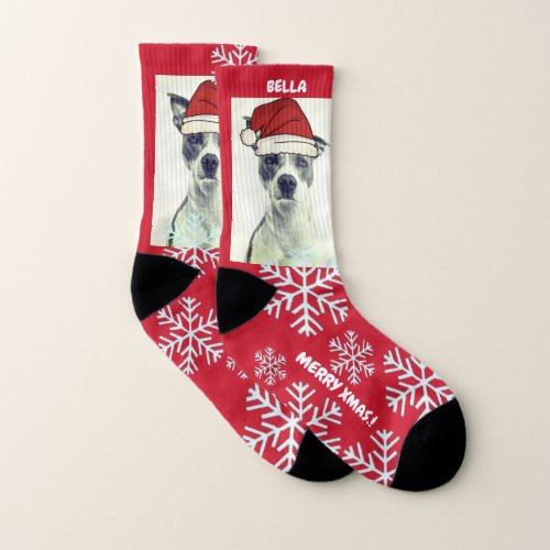 Funny custom Xmas Santas hat photo Socks